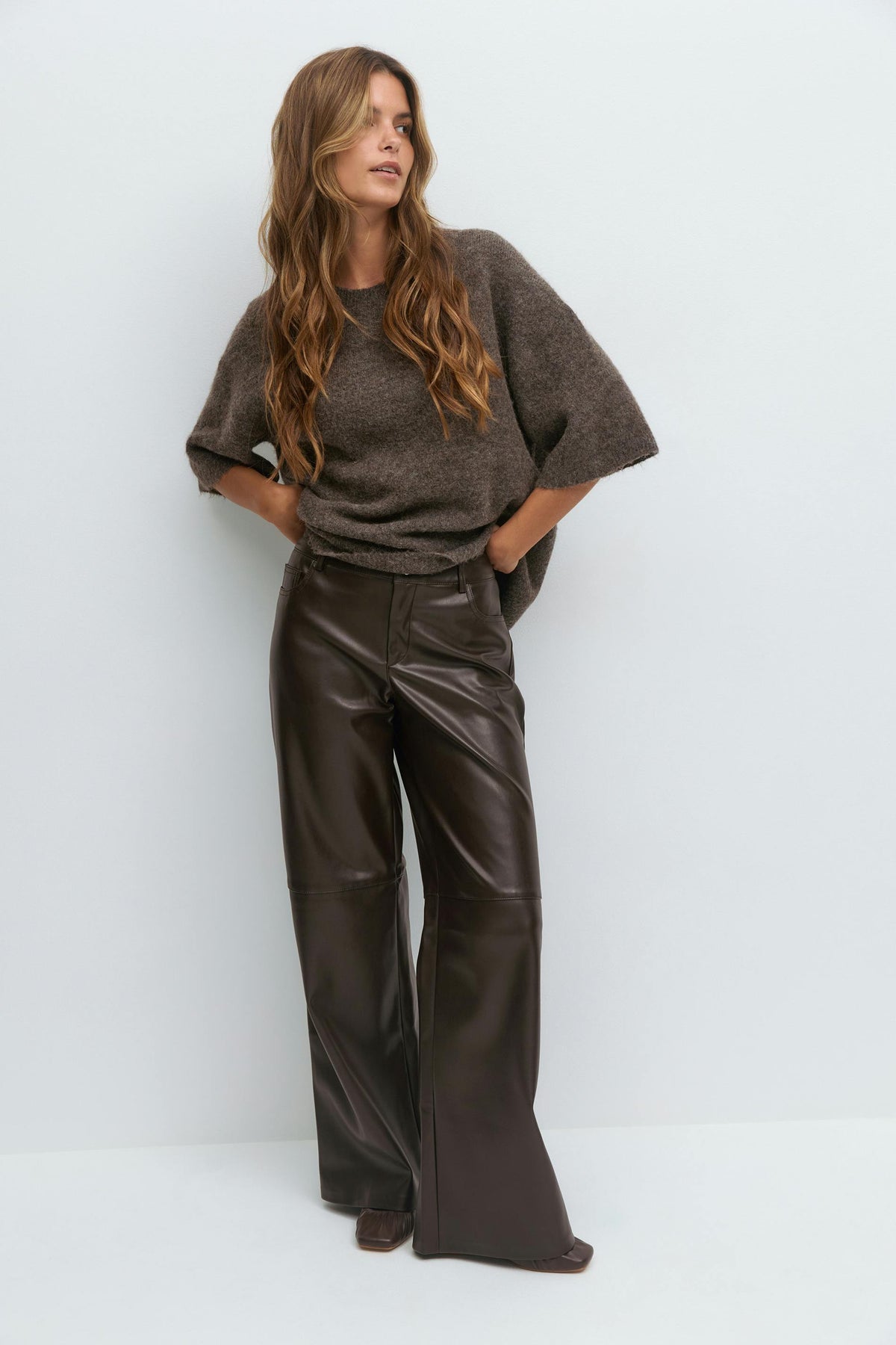 Beinar pleður buxur