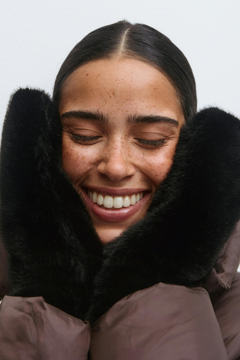 Faux fur vettlingar