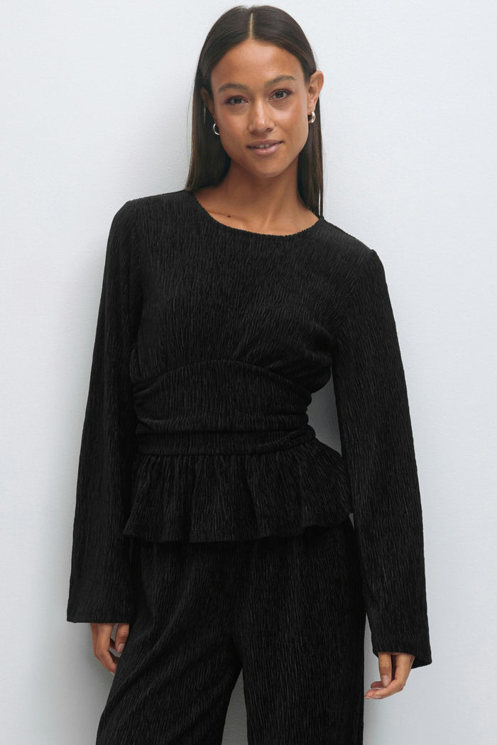 Velvet peplum toppur