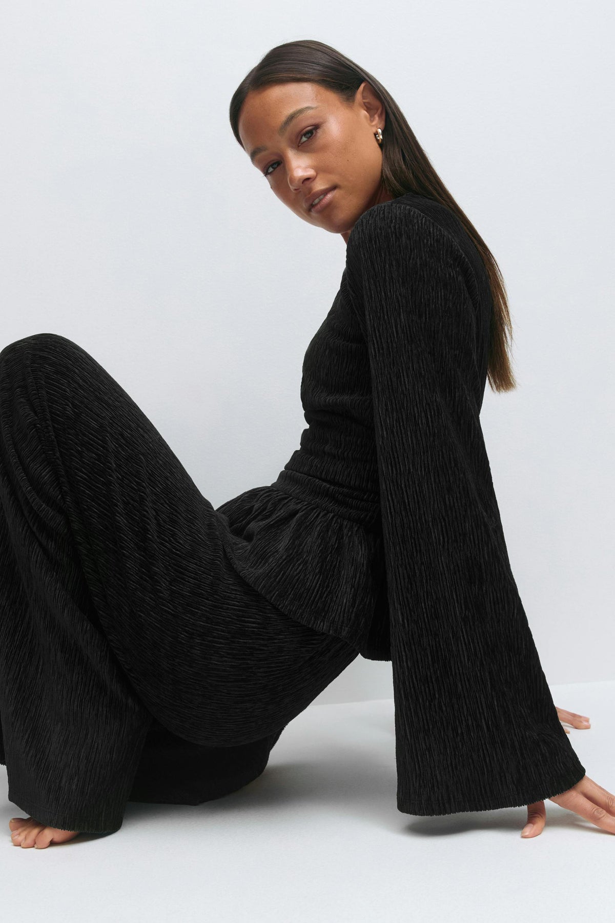 Velvet peplum toppur