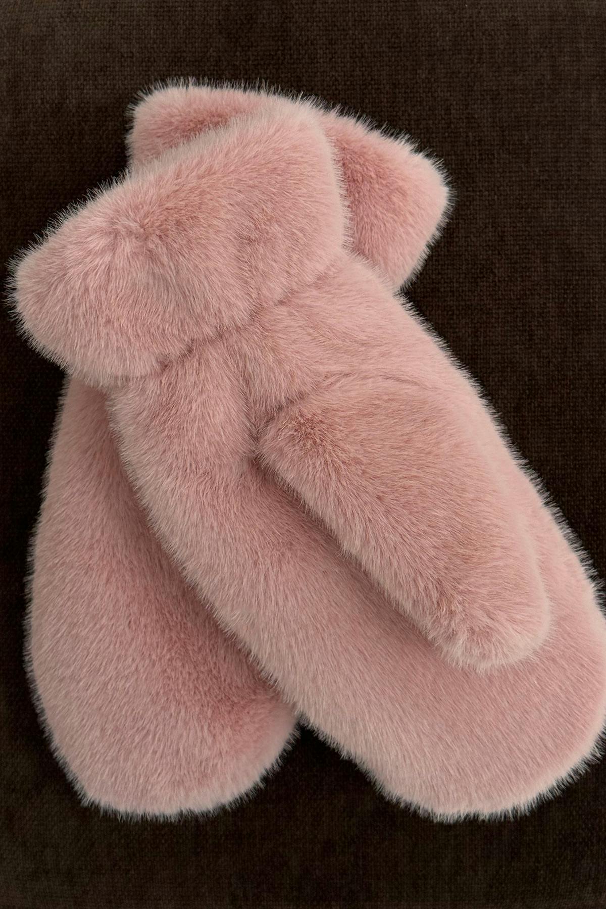 Faux fur vettlingar