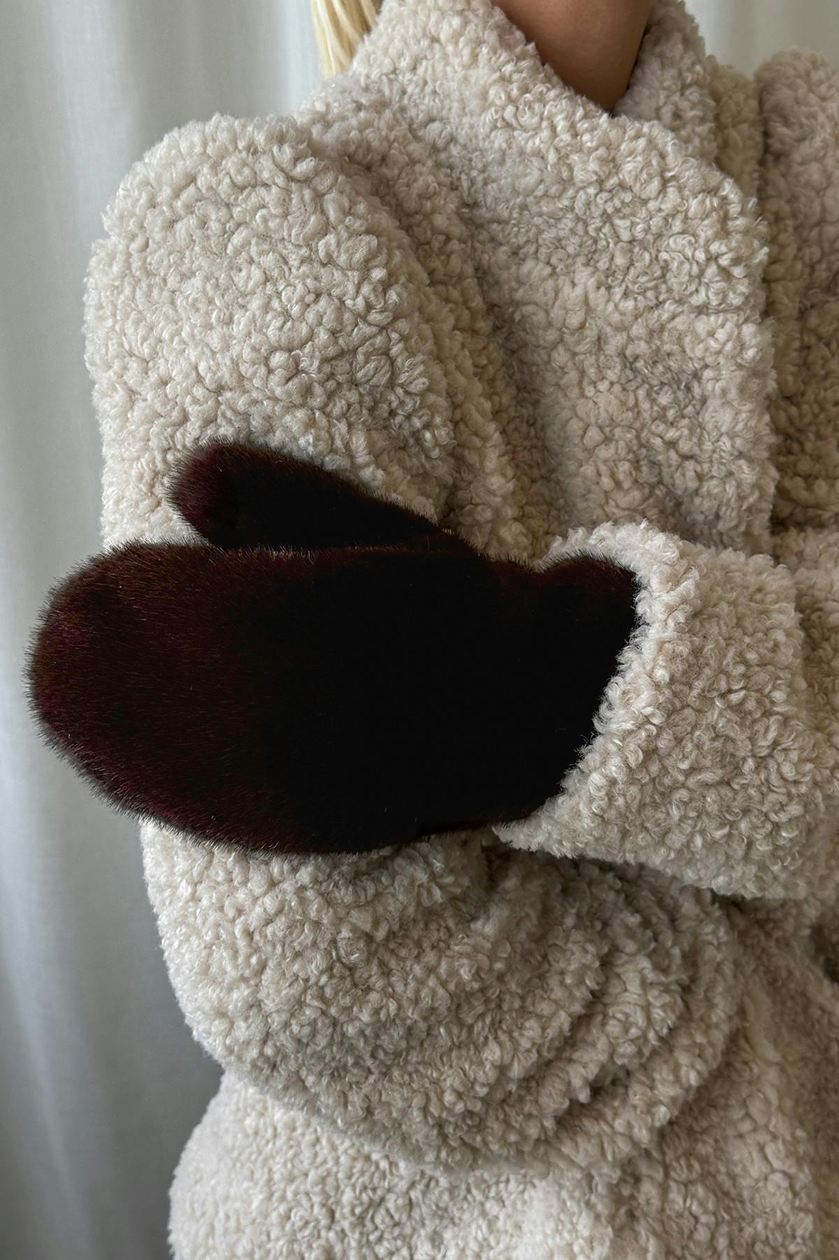 Faux fur vettlingar