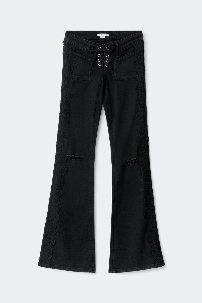 Gallabuxur með blúndu petite