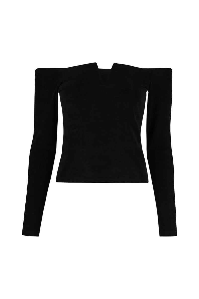 V-hálsmál off shoulder toppur